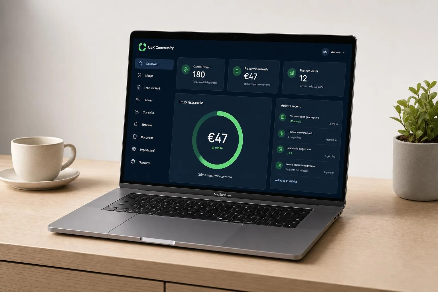 Dashboard Smart Gain Community su MacBook Pro